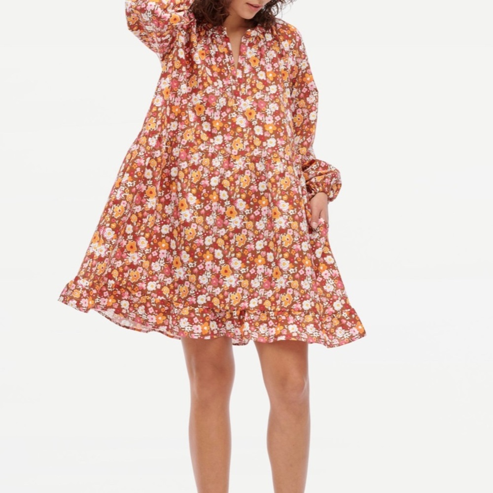 LACAUSA Keyla Dress-Clay Watercolor Floral-Size Small